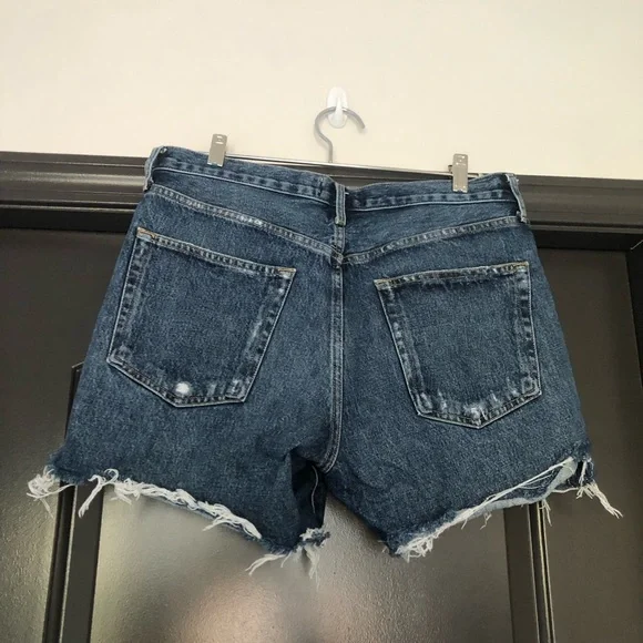 Agolde dark wash high rise Reese jean shorts- no holes no distressing